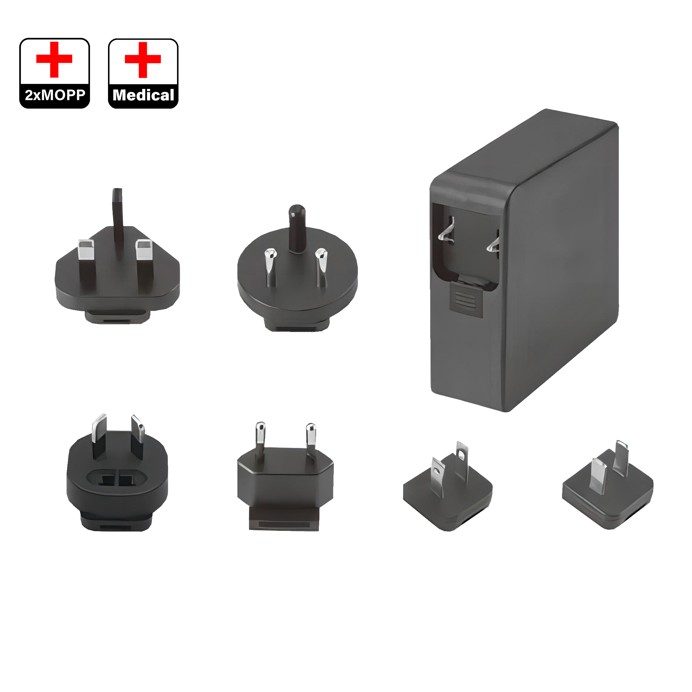 Fuente de alimentación AC-DC médica GaN intercambiable de 65 W
